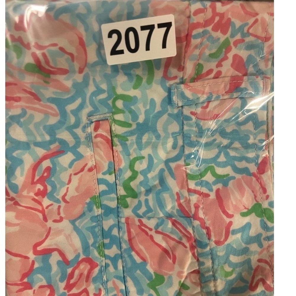 Lilly Pulitzer The Callahan Shorts Women's 10 Pink Lobster Blue Wave Mid Rise - Picture 10 of 10